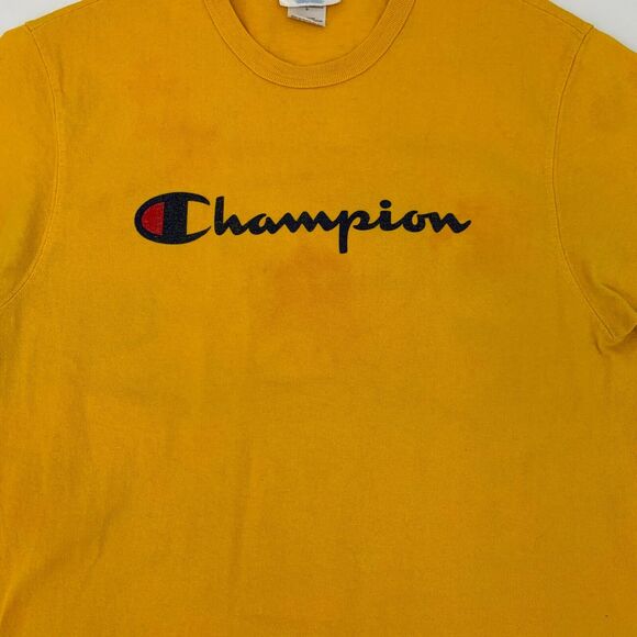 Vintage Champion Thick Cotton T Shirt Mens Size L Corn Yellow Short Sleeve *READ - Picture 4 of 10